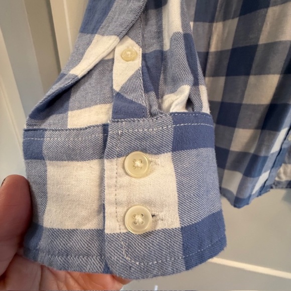 NWOT J. Crew Factory Blue & White Plaid XL Flannel Button Women's Shirt - Picture 4 of 10